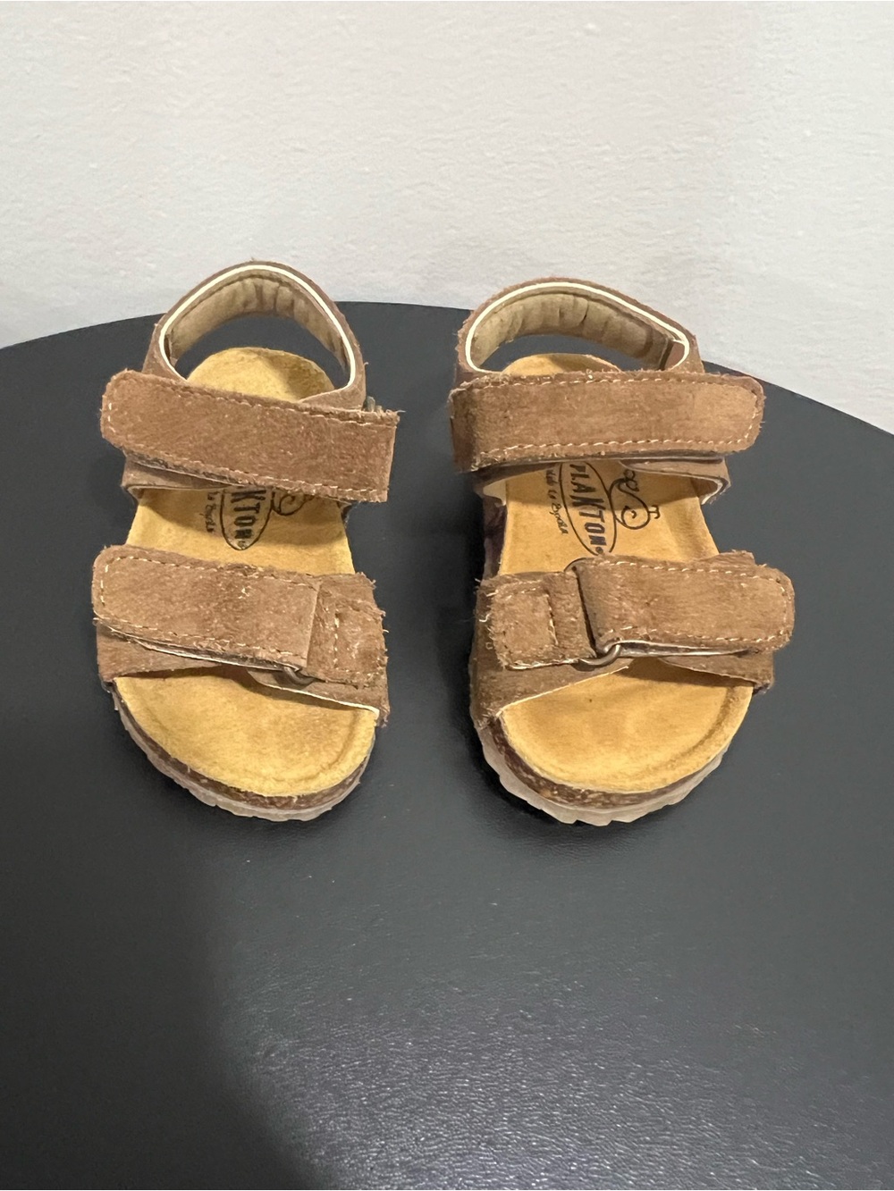 Plakton Toddler Kids Brown Suede Double-Strap Sandals
